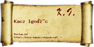 Kacz Ignác névjegykártya